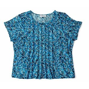 Northstyle‎ Womens Blue Mosaic Print Stretch Poly Top Shirt 3X